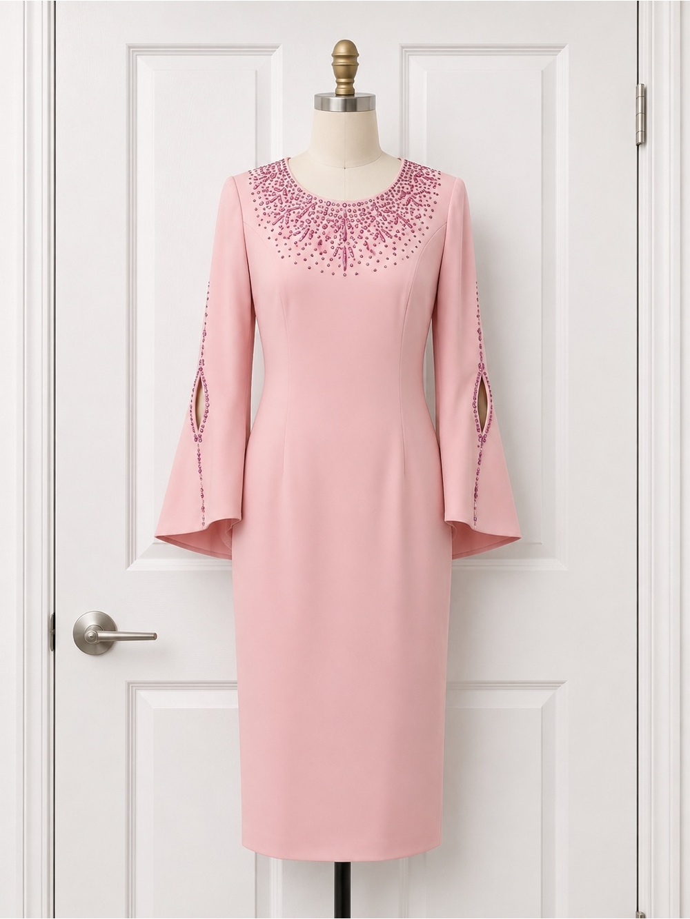 Lily & Taylor Pink Rhinestone Embellished Sheath Dress Size8 NWT Church Occasion